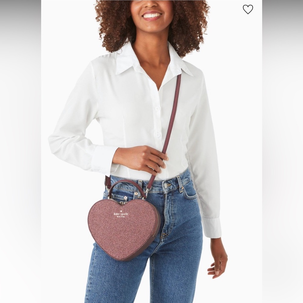 KATE SPADE LOVE SHACK Glitter Heart CROSSBODY BAG in DEEP NOVA! Novelty Gift NWT